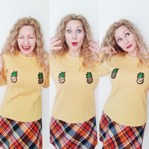 Sequin Pineapple Cable Knit Top (M/L) - Picture 1 of 6
